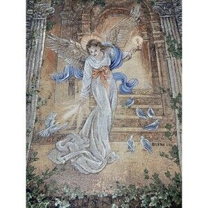 LENA LIU ANGEL OF LIGHT TAPESTRY THROW BLANKET DOVES WINGS 53x73 ART FAST SHIP